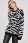 Zebra Desenli Oversize Triko Kazak SİYAH LAS0017