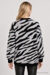 Zebra Desenli Oversize Triko Kazak SİYAH LAS0017